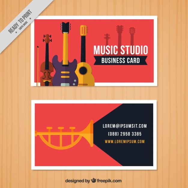 Free Vector Red business card for a music studio