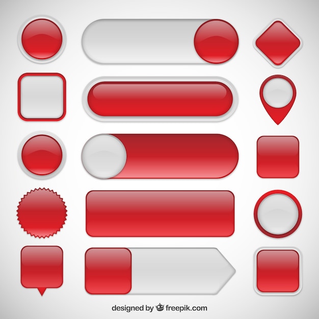 Download Red buttons collection Vector | Free Download