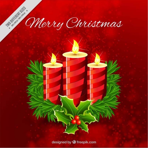 Free Vector | Red candle background with mistletoe