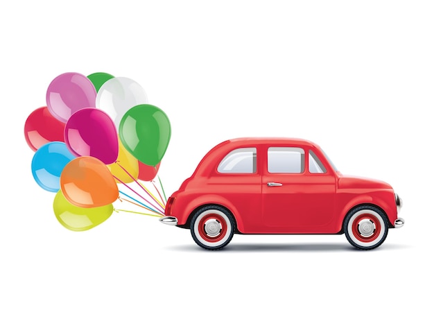 cartoon car with balloons