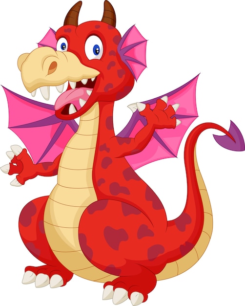 Premium Vector | Red cartoon dragon