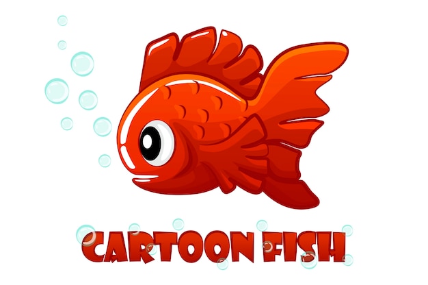 赤い漫画の魚は水族館で泳ぎます 無料のベクター