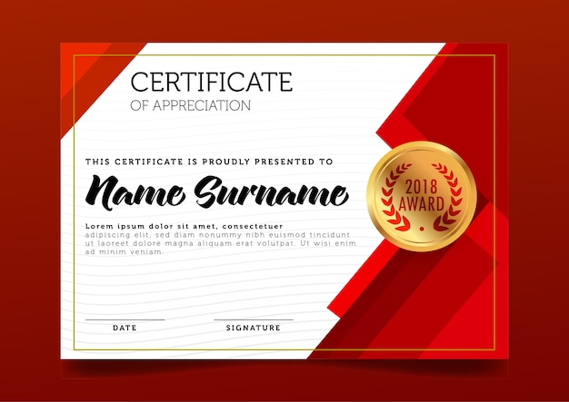 Premium Vector | Red certificate template