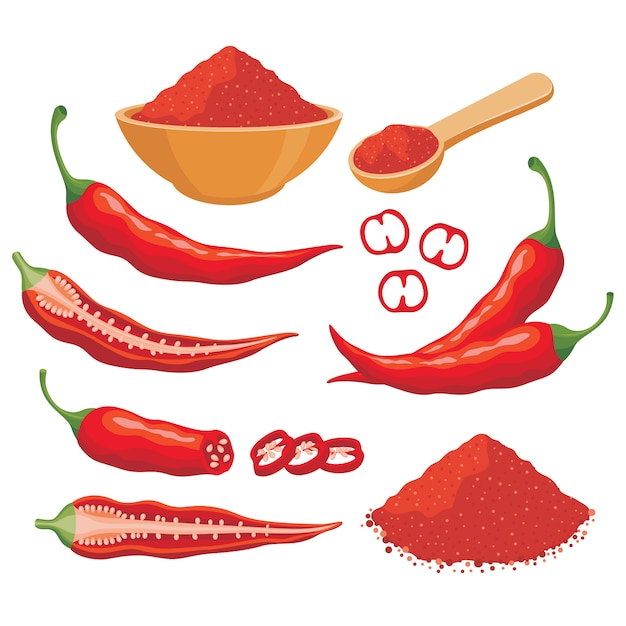 Download Premium Vector Red Chili Pepper Vector Set Illustration