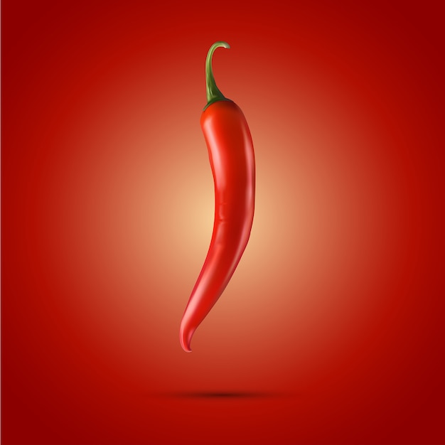 Red chilli. 3d realistic - isolated on red background Vector | Premium