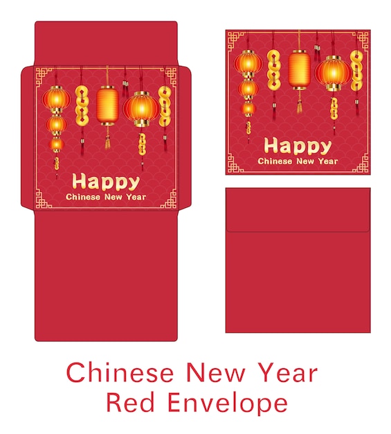 Premium Vector Red Chinese Happy New Year Envelope Vector