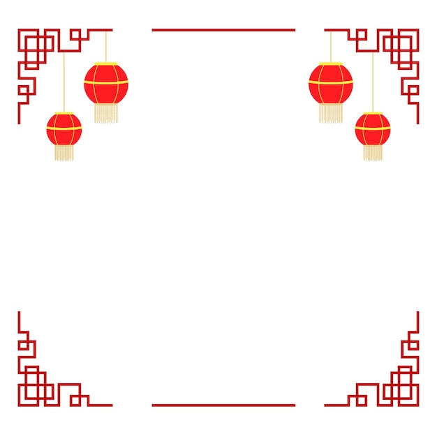 Red chinese style frame on white background Vector | Premium Download