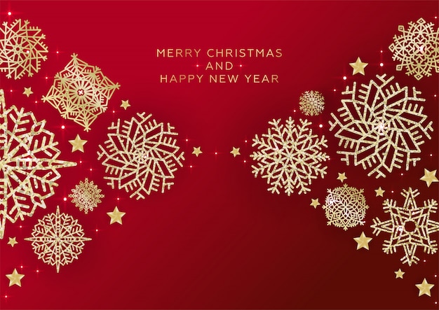Download Red christmas background with border made of gold glitter ...