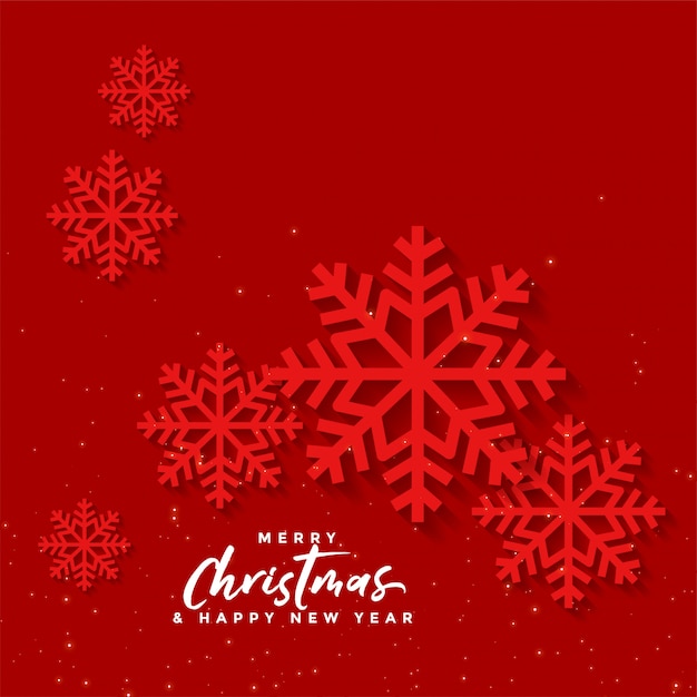 Red christmas background with snow flakes | Free Vector