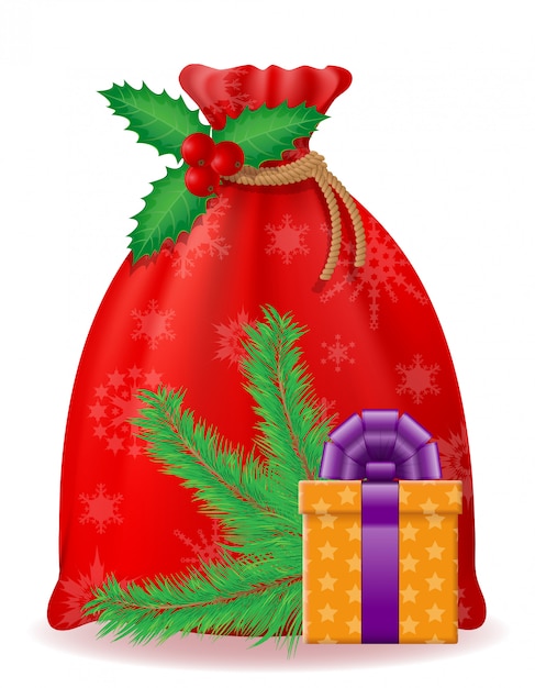 Premium Vector | Red christmas bag santa claus vector illustration