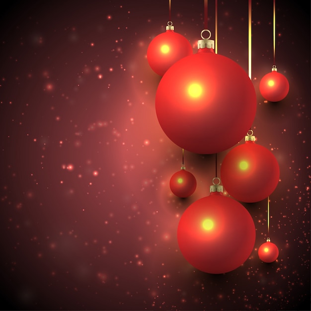 Premium Vector | Red christmas balls background composition