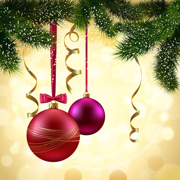 Premium Vector | Red christmas balls background