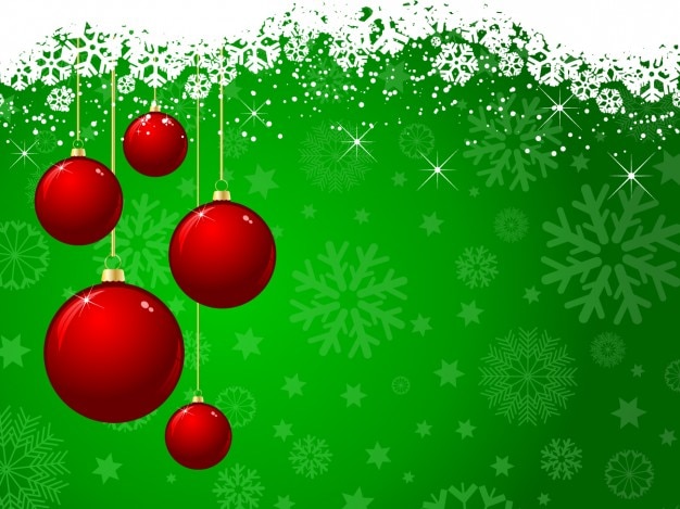 Free Vector | Red christmas balls on green background