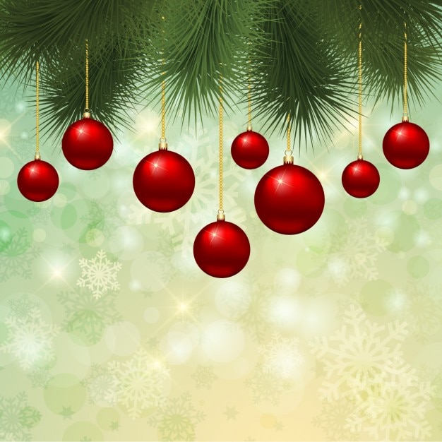 Free Vector | Red christmas baubles on green background