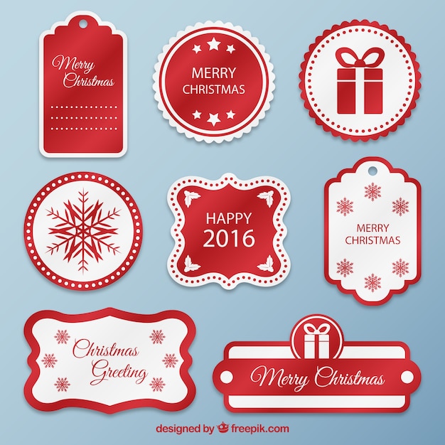 Download Free Vector | Red christmas labels