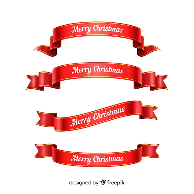 Download Red christmas ribbon gradient collection | Free Vector