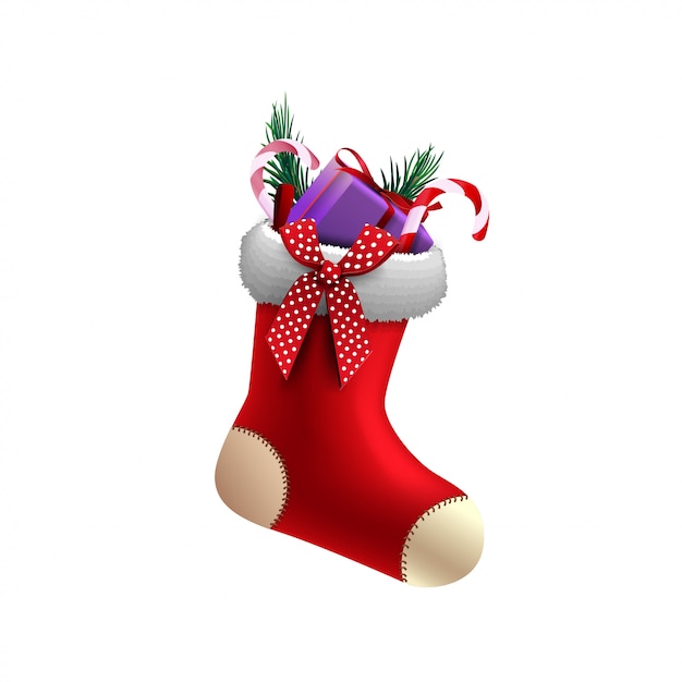 Download Red christmas stockings with presents inside isolated ...