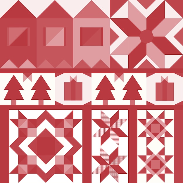 Download Red christmas tiles geometrical design vector | Free Vector