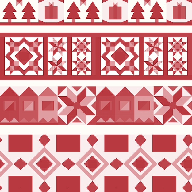 Download Free Vector | Red christmas tiles geometrical design vector