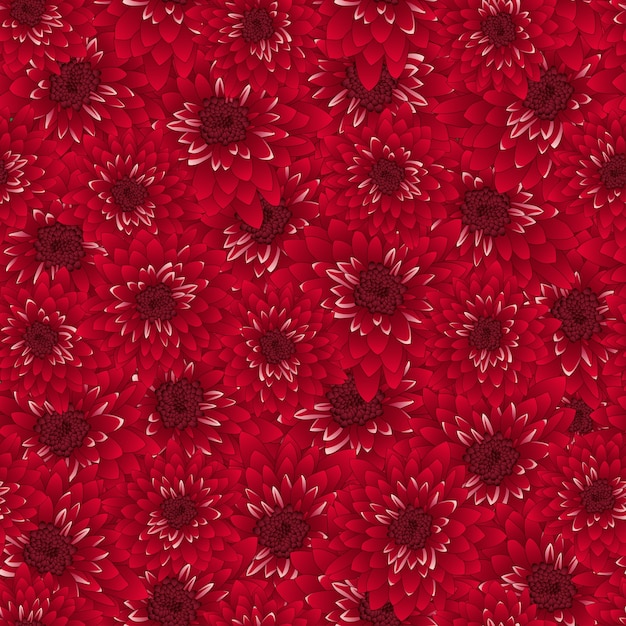 Premium Vector | Red chrysanthemum seamless background