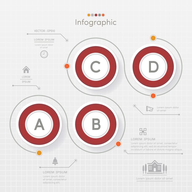 Download Free Red Circle Infographics Design Template With Icons Premium Vector Use our free logo maker to create a logo and build your brand. Put your logo on business cards, promotional products, or your website for brand visibility.