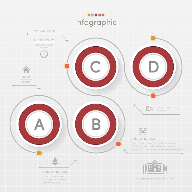 Download Free Red Circle Infographics Design Template With Icons Premium Vector Use our free logo maker to create a logo and build your brand. Put your logo on business cards, promotional products, or your website for brand visibility.