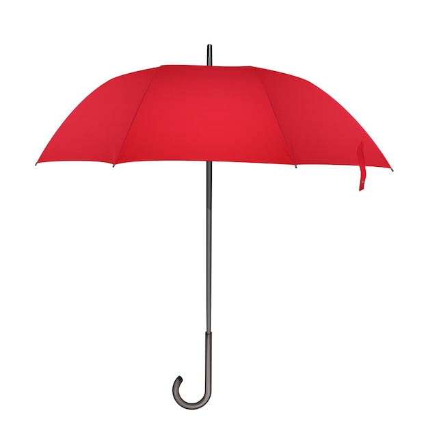 赤い古典的な雨の傘 写真リアルでエレガントな傘のアイコンイラスト プレミアムベクター