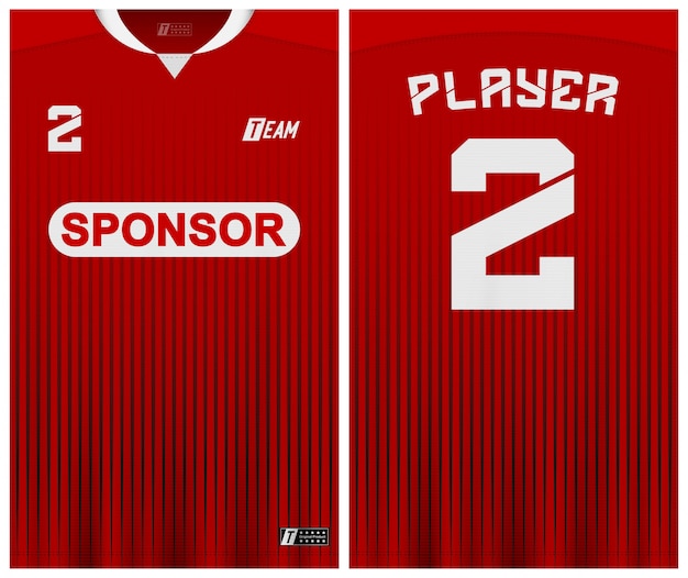 Premium Vector | Red color soccer jersey template