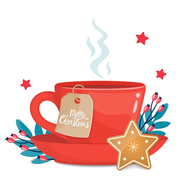 Download Red cup with star shaped christmas cookie and christmas ...