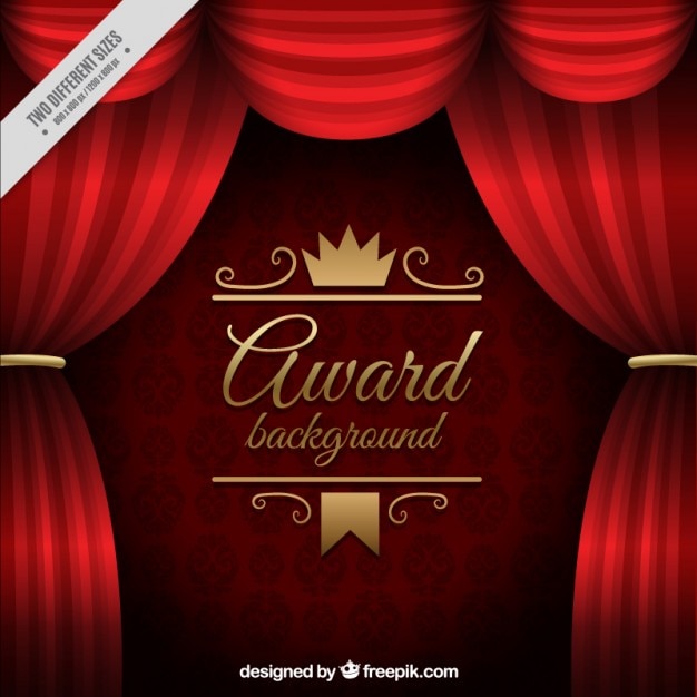 Free Vector Red Curtains Award Background, Gold And Red Curtains