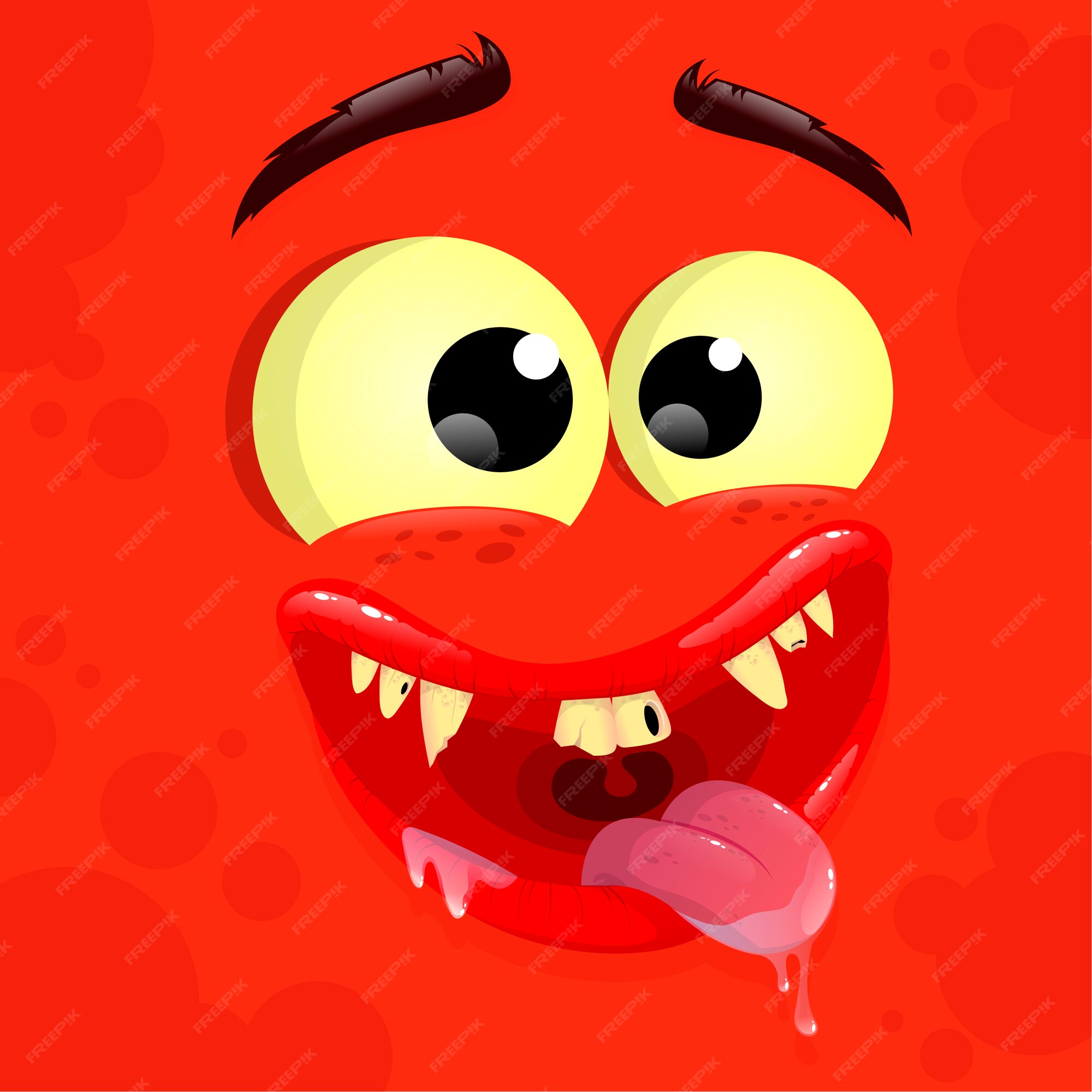 Premium Vector | Red cute monster avatar