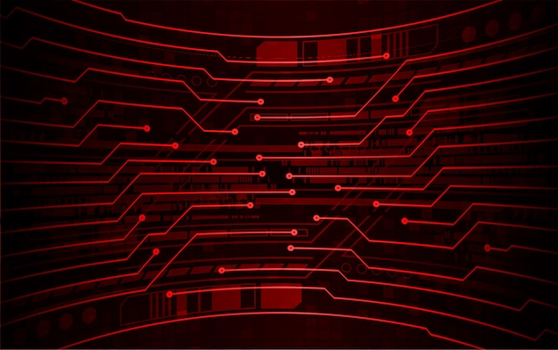 赤いサイバー回路未来技術コンセプトの背景 プレミアムベクター