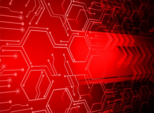 赤いサイバー回路将来の技術コンセプトの背景 プレミアムベクター