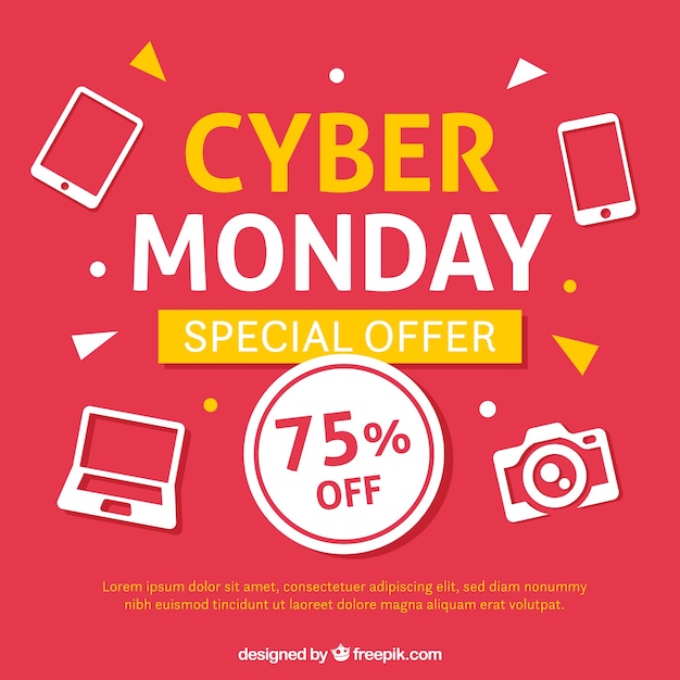 Free Vector | Red cyber monday design in flat style