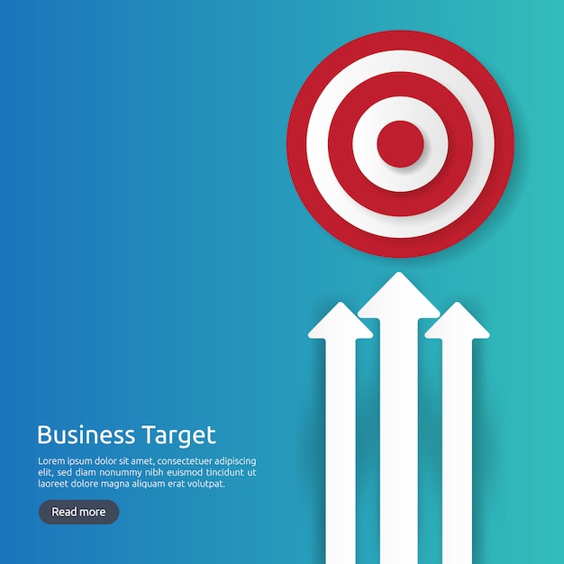 Premium Vector Red Dartboard Center Goal Strategy Achievement And Business Success Flat Design Archery Dart Target And Arrow For Banner Or Background Concept With Graph And Dollar Icon Illustration