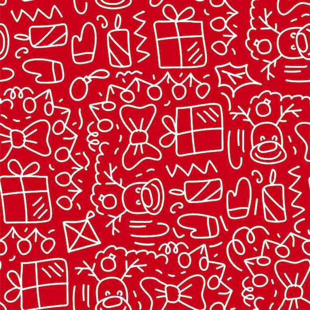 Premium Vector | Red doodle seamless pattern