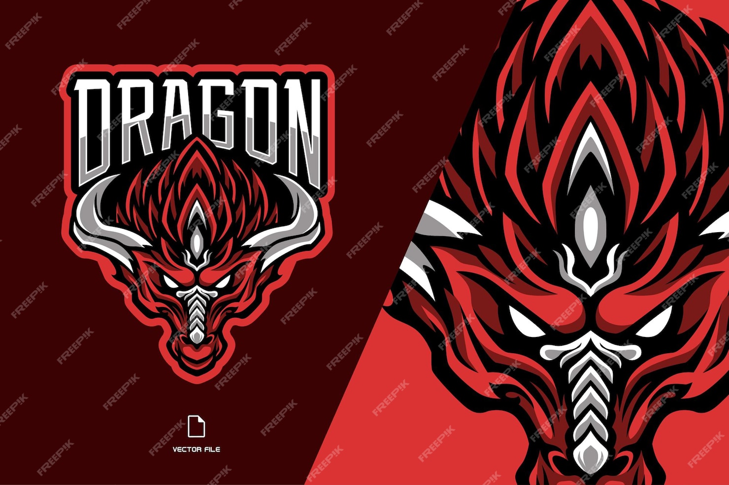 Premium Vector Red Dragon Head Mascot Logo Illustration