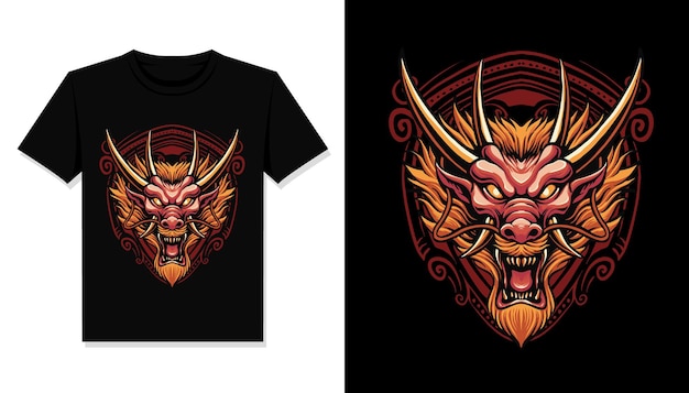Premium Vector Red Dragon Head For T Shirt Design