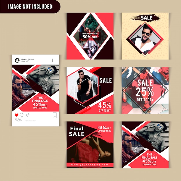 Red fashion social media post template | Premium Vector