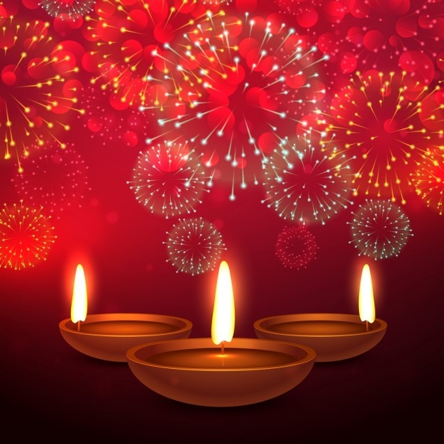 Red fireworks background of diwali