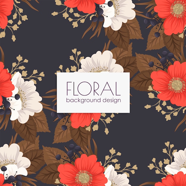 Free Vector Red Flower Seamless Pattern