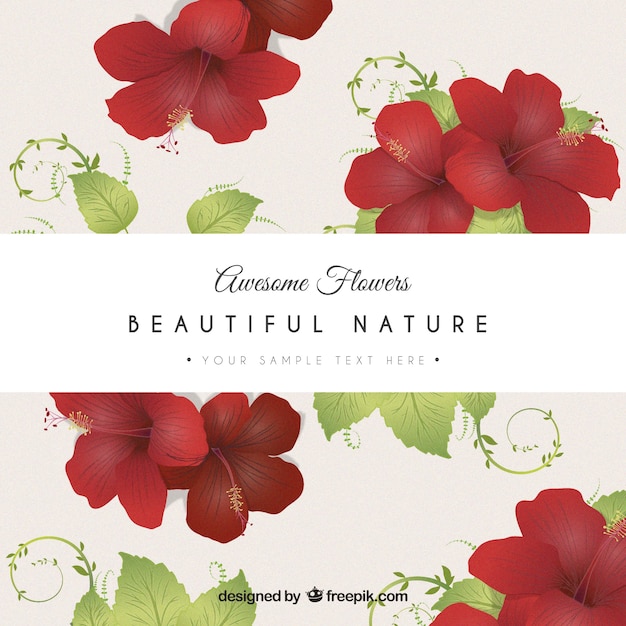 Download Red flowers card Vector | Free Download