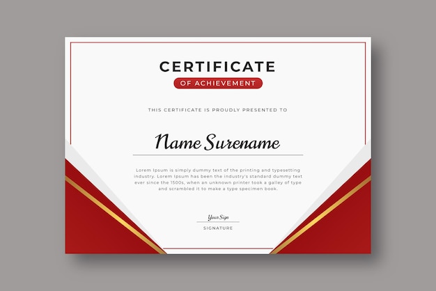 Premium Vector | Red and gold certificate template with luxury gradient