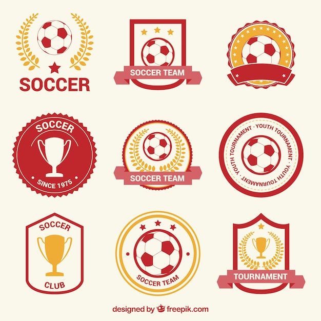 Download Free Download Free Red And Gold Football Badges Vector Freepik Use our free logo maker to create a logo and build your brand. Put your logo on business cards, promotional products, or your website for brand visibility.