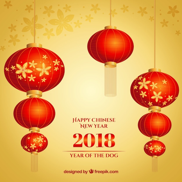 Free Vector | Red &amp; golden chinese new year background