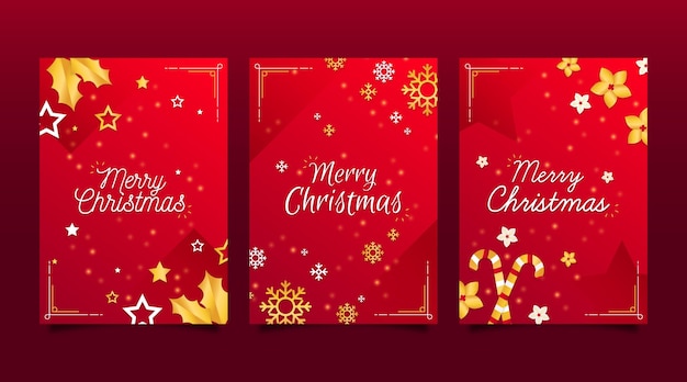 Premium Vector | Red and golden christmas cards