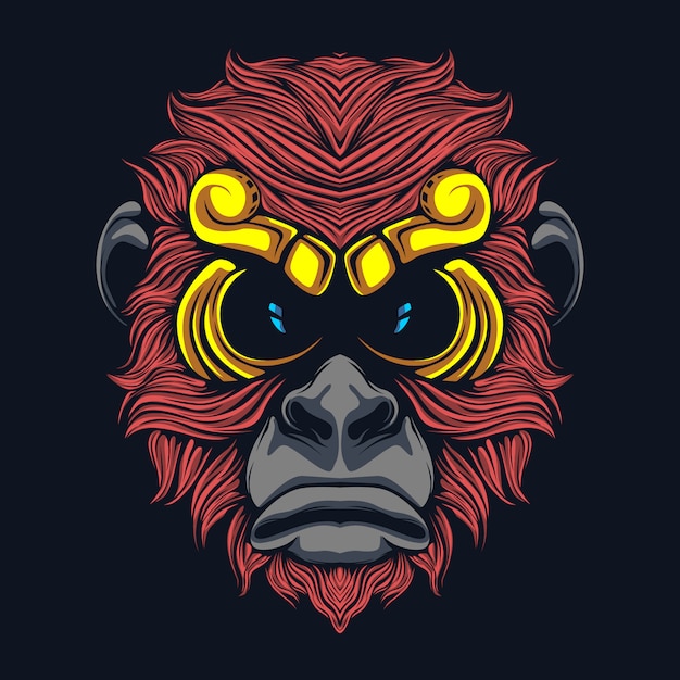 Premium Vector | Red haired monkey artwork illustration