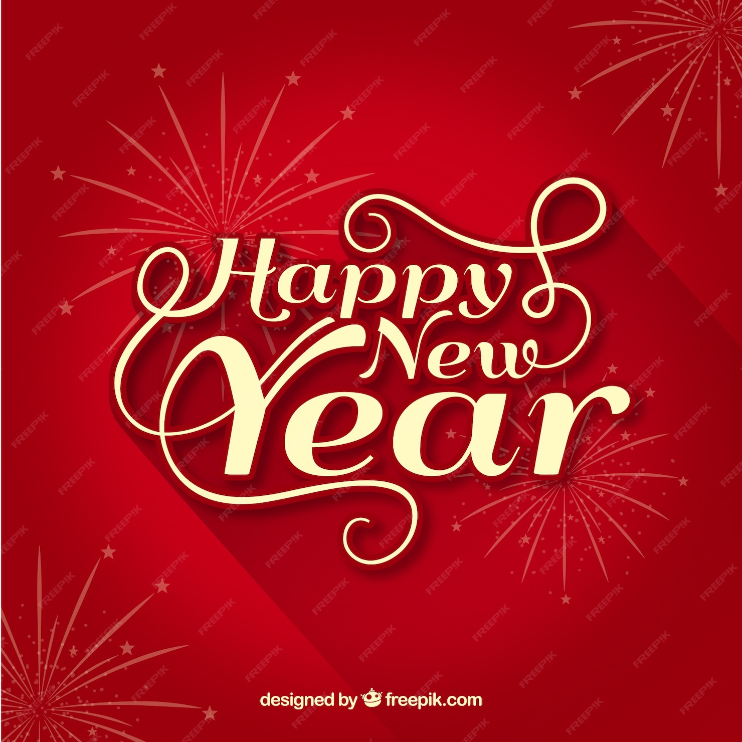 Free Vector Red happy new year background