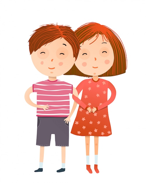 Premium Vector Red Head Girl And Boy Holding Hands