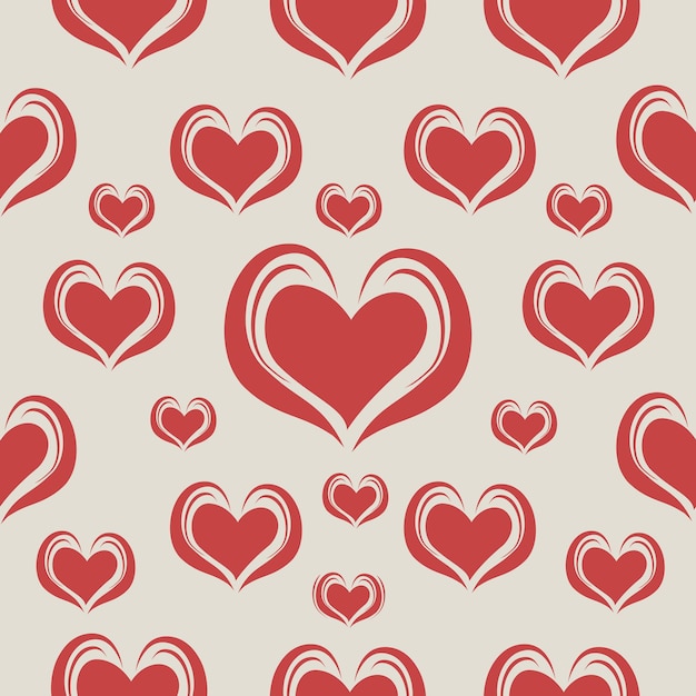 Premium Vector Red Hearts Seamless Pattern Background